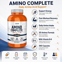Bioby OEM Private Label Amino Complete 360 Capsules avec 20 Aminos, Mélange de Protéines et Vitamine B-6 pour l'Énergie et la Récupération