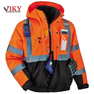 เสื้อกันฝนผู้ชายขายส่ง เสื้อแจ็คเก็ตกันน้ำสะท้อนแสงสำหรับฤดูหนาว เสื้อแจ็คเก็ตผู้ชายสำหรับกิจกรรมกลางแจ้งในสภาพอากาศหนาวเย็น เสื้อแจ็คเก็ตนิรภัยสะท้อนแสงสำหรับทำงาน - Product Image 3