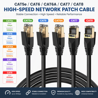 Kabel Patch Cat5e Kecepatan Tinggi 1/3/5/8/10/15/25/30m, 100% Tembaga Murni FTP Cat 5e Ethernet Internet 1Gbps RJ45 Kabel Jaringan