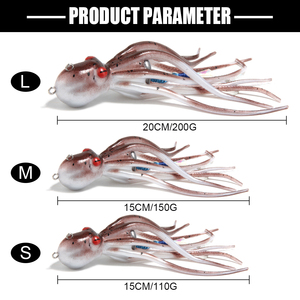 Spinpoler 110g/150g/200g Esca Artificiale Morbida 3D a Forma di Polpo in TPR, Gonnellino di Calamaro a Coda Lunga UV/Fosforescente per Pesca in Mare da Barca - Product Image 3