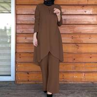 Nouvelle abaya décontractée de couleur pure pour ensemble de costume deux pièces européen et américain