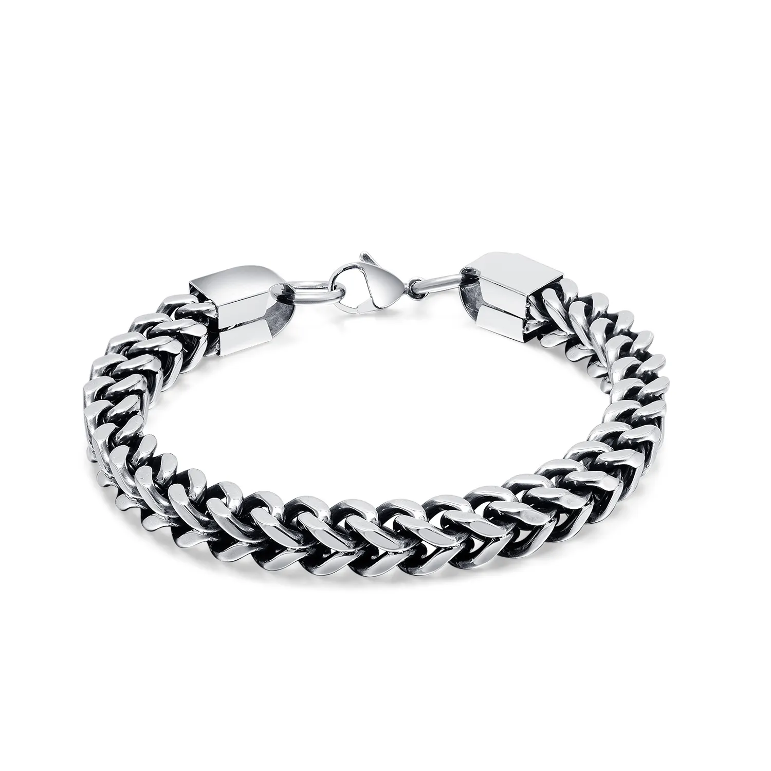 OYA Fashion Simple Multi-layer Jewelry Stainless Steel Silver Hip Hop Design for Men Chain Bracelet