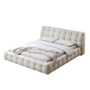 <span class=keywords><strong>Cama</strong></span> Queen-Size Moderna y <span class=keywords><strong>Minimalista</strong></span> de Estilo Puff, con Tapicería de Lana de Cordero Color Crema Estilo Marshmallow, Edición Original - Product Image 5