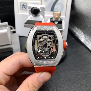 Reloj Mecánico Automático Tourbillon de Lujo, Resistente a Impactos, con Incrustaciones de Diamantes Plateados y Diseño de Calavera a la Moda - Product Image 3