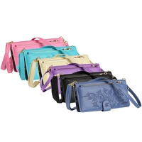Étui portefeuille en cuir à motif floral avec porte-cartes multiples et cordon, fermeture éclair, motif papillon, pour iPhone 17 Air, 17E, 16E, 16 Plus, 15, 14 PRO MAX