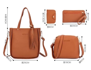 Sac messager <span class=keywords><strong>en</strong></span> <span class=keywords><strong>cuir</strong></span> PU pour femmes, avec fermeture éclair, sac de rangement de voyage de grande capacité 3L +, <span class=keywords><strong>pochette</strong></span> cosmétique pour femmes, 4 pièces/ensemble - Product Image 2