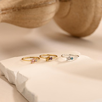 Bague personnalisée à deux pierres, bague de naissance mère et enfant, plaqué or véritable 18 carats, cadeau pour elle