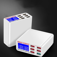 Chargeur USB rapide 3.0, adaptateur 6 ports, station de charge USB pour iPhone, iPad, téléphone, charge rapide, affichage numérique du téléphone