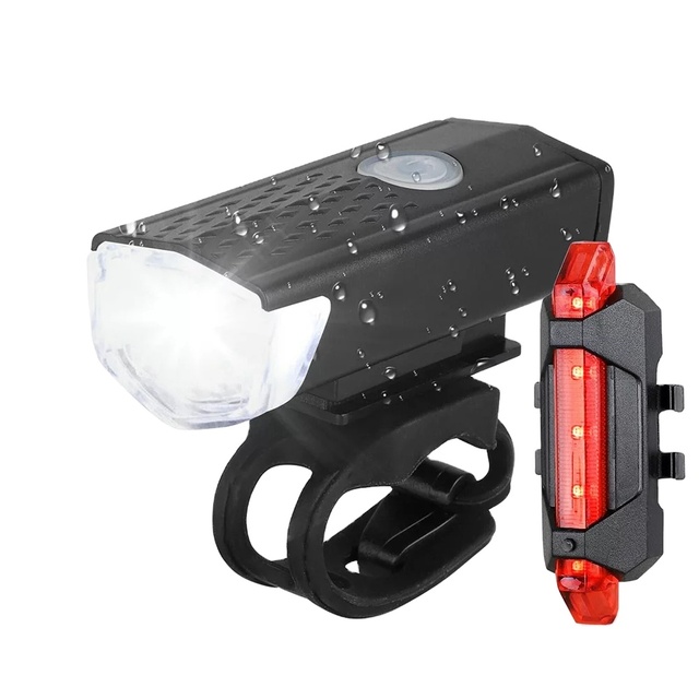 Hot Sale Bicycle Light Set USB Rechargeable LED Lights for Night Riding ABS Material Waterproof IPX4