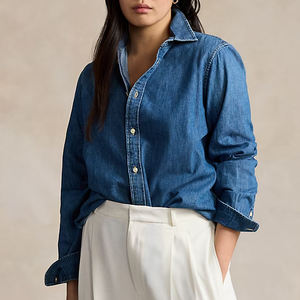 Camisas Vaqueras para Mujer, Casuales, Elegantes, Transpirables, de Verano, Bordadas, Tejidas, con Botones, Hombros Caídos, Ecológicas, Estilo Vintage - Product Image 2