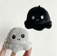 Mignon Pendentif Décoratif en Fourrure pour Sac à Dos, Breloque de Sac à Dos Pieuvre à Visage Transformable, Porte-clés de Couple, Accessoire Créatif pour Sac