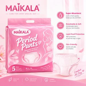 MAIKALA Pantalones menstruales desechables, ropa interior menstrual súper absorbente, transpirable, no tejida, para mujer, M/L/XL, 5 uds. - Product Image 1