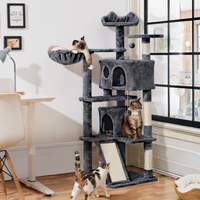 Arbre à chat, griffoir et condo intégrés, maison pour chat en peluche gris foncé et sisal, perchoir compact pour affûter les griffes