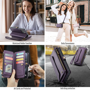 Étui portefeuille en cuir CaseMe C36 pour iPhone 17 Pro Max 16 15 avec support magnétique RFID et pochette antichoc pour cartes à porter en bandoulière - Product Image 4