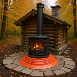 Poêle à bois d'extérieur à base métallique carrée haute température avec tuyaux de ventilation flexibles et tuyau d'échappement D0100X3BS36 - Product Image 2