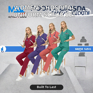 Unisex Pflege-Arbeitskleidung Krankenhaus-Uniformen Set Schönheitssalon Zahnarztpraxis Schnür-Oberteile Gerade Hosen Medizinische Arbeitskleidung Polyester/Viskose - Product Image 2