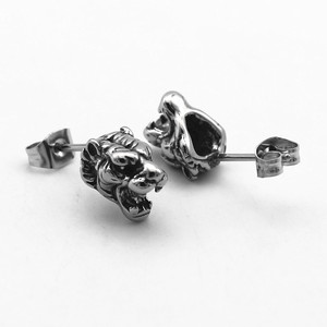 yunnique Tibetan <b>Silver</b> Tiger Head <b>Stud</b> Earrings Titanium Steel Animal Shape Fashion Jewelry - Product Image 2