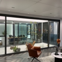 Puerta Corredera de Doble Cristal con Marco de Aleación de Aluminio de Diseño de Alta Gama, Insonorizada y con Aislamiento Térmico, para Exteriores, Sala de Estar, Lujo