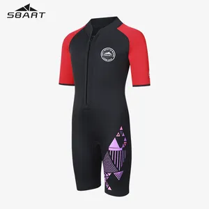 SBART 공장 공급 네오프렌 수영 서핑 어린이 잠수복 소년 소녀를위한 원피스 반팔 젖은 옷
