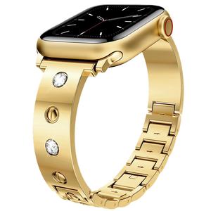 Gelang jam tangan baja tahan karat mewah untuk Apple <span class=keywords><strong>Watch</strong></span> 7 8 9 gelang emas desain Ultra baru dengan fitur bernapas - Product Image 1