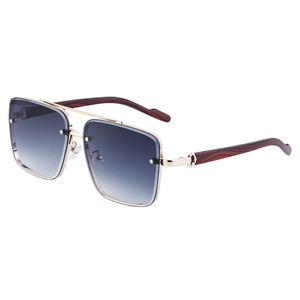 Lunettes de soleil carrées de style européen, monture dorée, verres PC, protection UV400, lunettes de soleil tendance pour hommes, pour la conduite et la pêche - Product Image 3