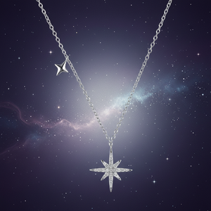 Collana con Pendente Stella Polare alla Moda, Placcata in Rodio, Argento Sterling 925 con Zirconi, Regalo per Donne - Product Image 6