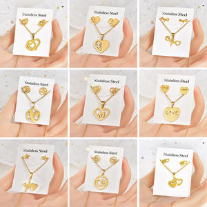 Gargantilla de cadena gruesa Vintage para mujer, Collar con colgante, joyería llamativa, conjunto de pendientes - Product Image 2