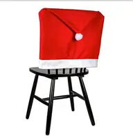 H96 Home Xmas Party Indoor Decoration Chair Back Covers Non Woven Fabric Santa Claus Hat Shape Christmas Chair Cover