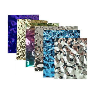 Panneaux muraux d'art en métal couleur PVD gaufrage décoratif miroir d'ondulation de l'eau feuille d'acier inoxydable - Product Image 2