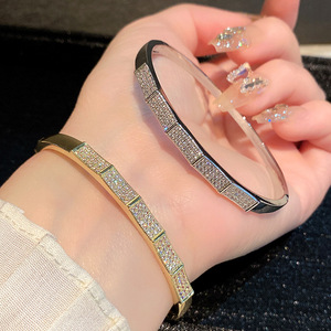 European And American Starry Zircon <b>Bracelet</b> Gold <b>Silver</b> Micro Insert Women's Fashion <b>Cuff</b> Jewelry Anniversary Gift - Product Image 1