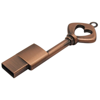 Clé USB 2.0 portable en métal vintage en forme de clé, 8 Go et 128 Go, conservation des données pendant 10 ans, garantie 1 an, nouveau cadeau de mariage