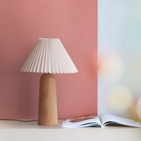 Lampe de table led moderne et simple, abat-jour en bois pour salon, café, hôtel, table en papier
