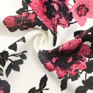 Customized designs floral digital printing interlock knitting jersey fabric for t-shirt
