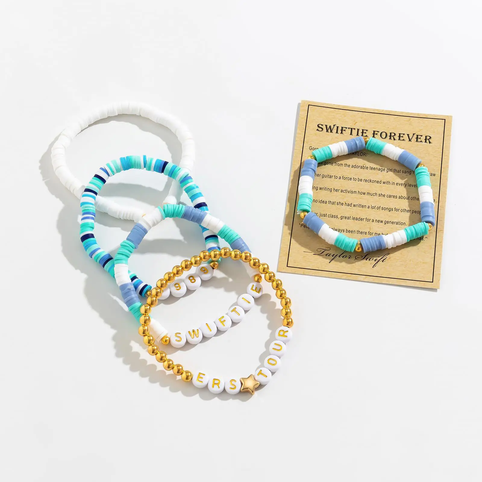 Adjustable Bohemian Taylor Friendship Polymer Ceramic Swiftie Letter Beads Bracelet For Concert Women Men