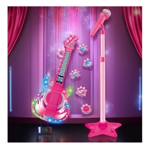 KK nouveau jeu de microphone de <span class=keywords><strong>guitare</strong></span> musicale se connecter avec MP3, chant karaoké jouet éducatif <span class=keywords><strong>guitare</strong></span> électronique, jouets de <span class=keywords><strong>fille</strong></span> musicale - Product Image 6