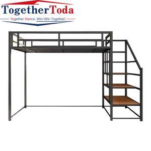 Letto a soppalco in acciaio trapuntato per dormitorio universitario, appartamento per studenti, scuola, con struttura in metallo - Product Image 1