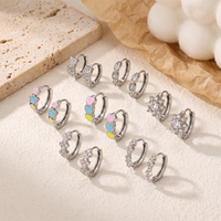 Boucles d'oreilles Huggie hypoallergéniques HOVANCI en acier inoxydable étanche, petites, avec émail cœur et étoile, zircon cubique, bijoux de piercing pour l'oreille