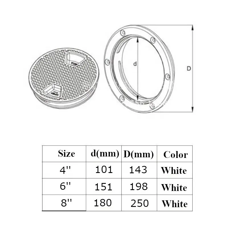 Marine Boat Circular Non Slip Pull Out Inspection Hatch Deck Plates For Boats Kayak Canoe Black