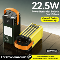 Station d'alimentation portable en gros, modèle exclusif usine, 50000mAh/100000mAh, charge rapide 22.5W, câble intégré, affichage LED