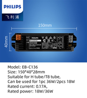 Balastro electrónico Philips T8 H para tubos fluorescentes EB-C 118/136/236 18W 36W, balastro para lámparas de esterilización UVC