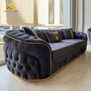 Set di Divani per Soggiorno, Vendita Calda, Alta Qualità, Lussuoso Divano Chesterfield Dorato, Moderno Divano Trapuntato con Bottoni - Product Image 3
