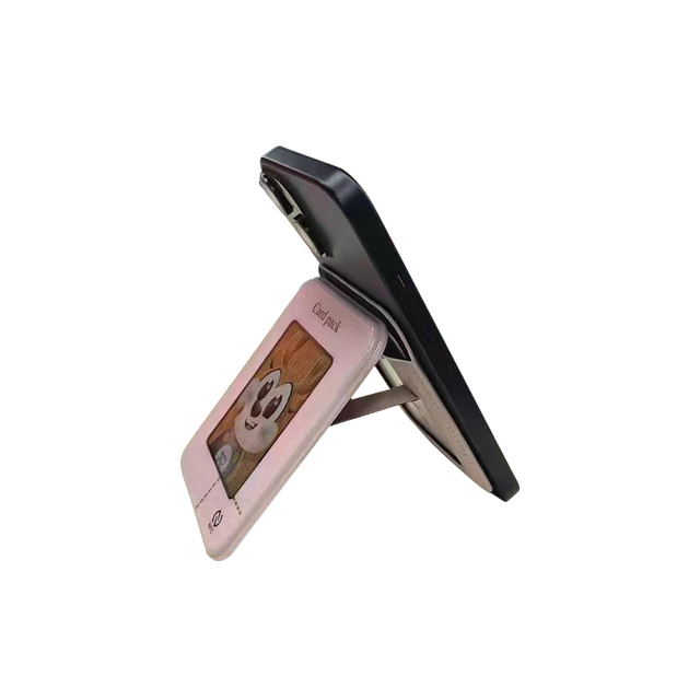Card Holder Magnet Wallet Case Personality DIY Photo Display NFC Ink Screen Case with Foldable Phone Bracket