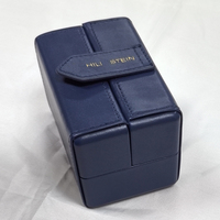 Coffrets cadeaux d'emballage de montre en papier de carton noir de luxe avec logo personnalisé montre simple à double ouverture de haute qualité éponge bleue en relief