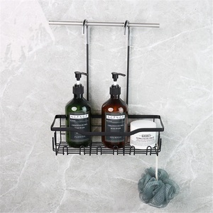 Double Tier Modern Non-perforated Stainless Steel Bathroom <b>Shower</b> Faucet Hanging Basket Towel Storage <b>Rack</b> - Product Image 6
