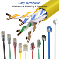 Cable LAN FTP 24AWG de Cobre Desnudo CAT5e para Exteriores, UTP, Aislado con PVC, Cable de Red Ethernet, 1000 Pies/305 Metros, 100 Ohmios