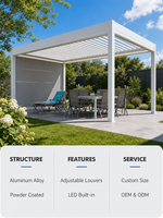 Pergola à lames orientables électriques sur mesure, structure en aluminium 6063, capteur de pluie, fermeture automatique, pour terrasse arrière-cour, écologique, exportation naturelle