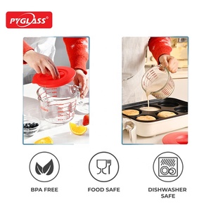 Ensemble de tasses à mesurer en <span class=keywords><strong>verre</strong></span> Pyglass avec couvercles, pichets à mesurer avec poignée, tasses à mesurer pour liquide de nidification pour la cuisine - Product Image 3
