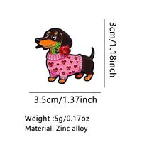Zinklegierung Guss-Dachshund-Brosche mit Blumendesign für Valentinstag und Neujahrsgeschenke Modeschmuck
