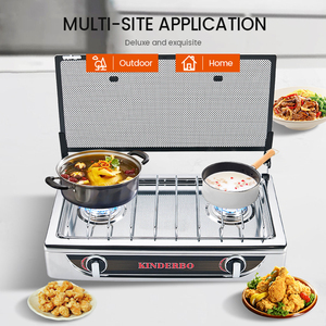 Cocina de <span class=keywords><strong>Gas</strong></span> de acero inoxidable de alta calidad, estufa de Camping de <span class=keywords><strong>2</strong></span> quemadores, encimeras de <span class=keywords><strong>Gas</strong></span> con cubierta - Product Image 2
