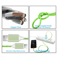 Câble de chargeur LED 3-en-1 à prix d'usine, multi-USB Type-C Micro USB, en cuivre pur, avec lumière fluo, pour téléphone portable et imprimante